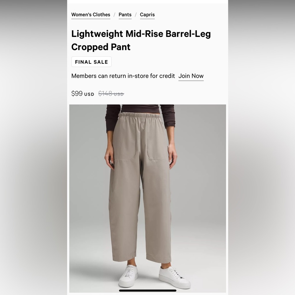 Perfect condition barrel pant 14 Lululemon!!